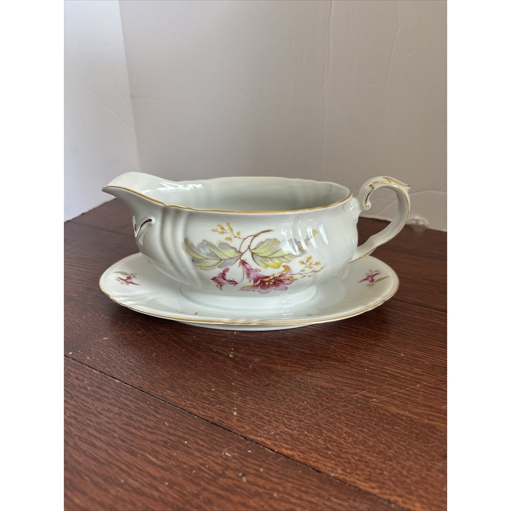 Hibiscus‎ By Wintering-Bavaria Gravy Boat With Attached Underplate Germany